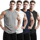 #Muscle Tank Tops Cool Mesh 4Pack(Black+Navy+Gray+White) - DRSKINSPORTS