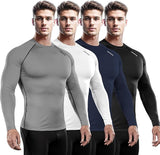 Outstanding Dry Fit Compression Long Shirts 4Pack(Black+Gray+White+Navy)