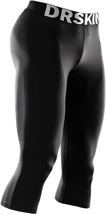 DRSKIN Mens 3/4 Compression Pants Tights Leggings Shorts Sports Baselayer  Running Workout Active