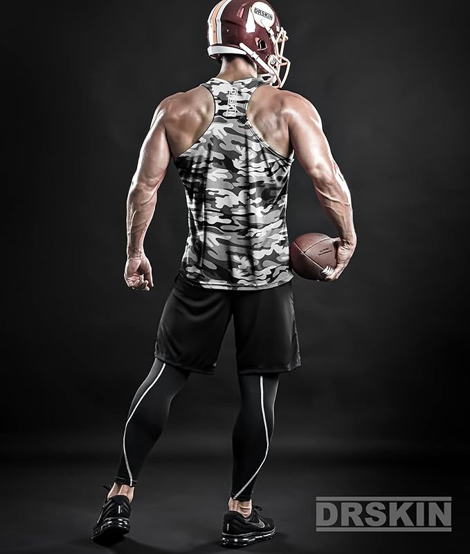 #Cool Mesh Dry Fit Y-Back Tank Tops 3Pack (CamoBlack+CamoGray+CamoRed) - DRSKINSPORTS