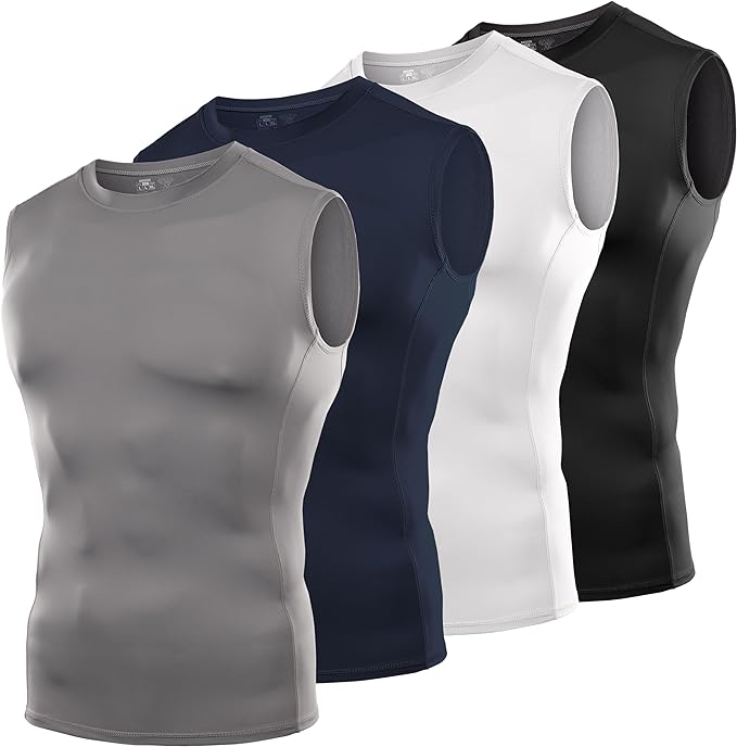 DRSKIN 4 or 3 Pack Men's Compression Shirts Sleeveless Tank Top