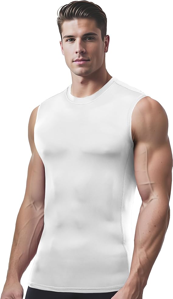 DRSKIN Compression Sleeveless Tank Top White (3Pack) - DRSKINSPORTS