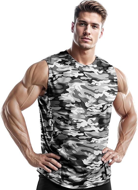 Muscle Tank Tops Cool Mesh 3Pack(CamoBlack+CamoRed+CamoGray) - DRSKINSPORTS
