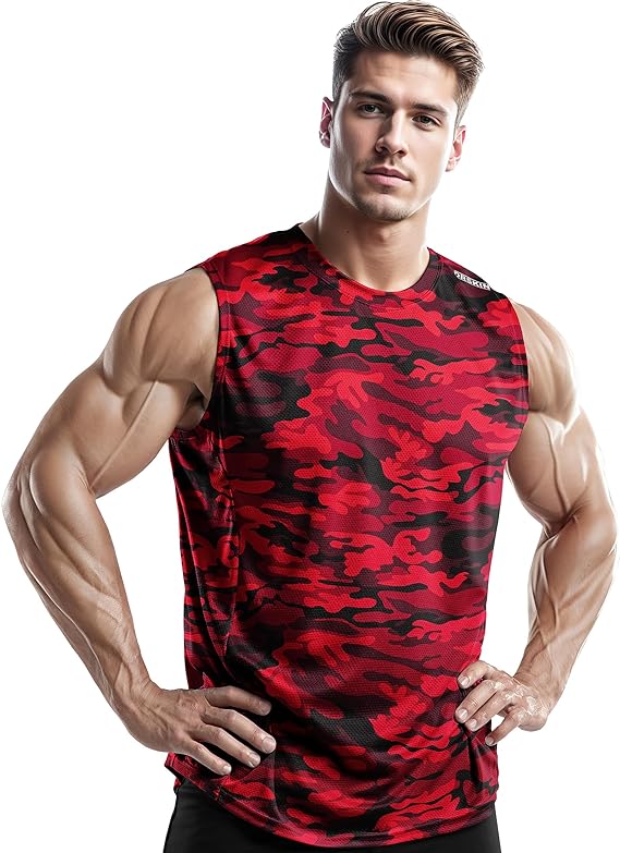 Muscle Tank Tops Cool Mesh 3Pack(CamoBlack+CamoRed+CamoGray) - DRSKINSPORTS