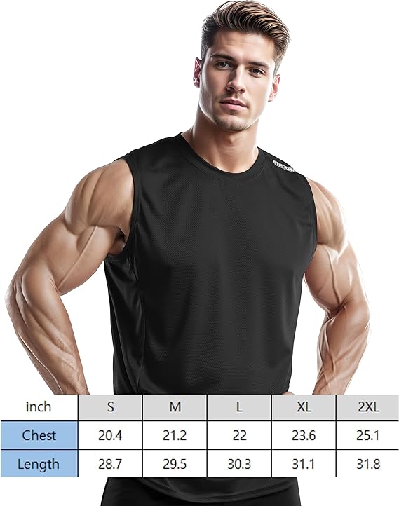 #Muscle Tank Tops Cool Mesh 4Pack All Black - DRSKINSPORTS