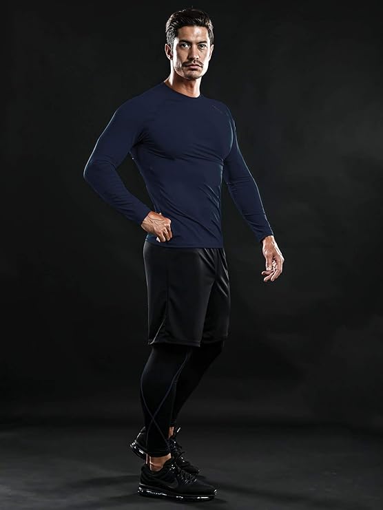 Outstanding Dry Fit Compression Long Shirts 4Pack(Black+Gray+White+Navy) - DRSKINSPORTS