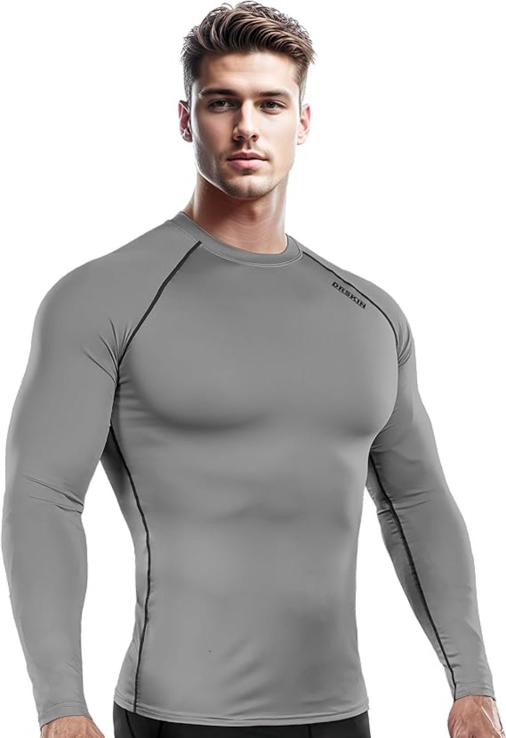 Outstanding Dry Fit Compression Long Shirts Gray 1P - DRSKINSPORTS