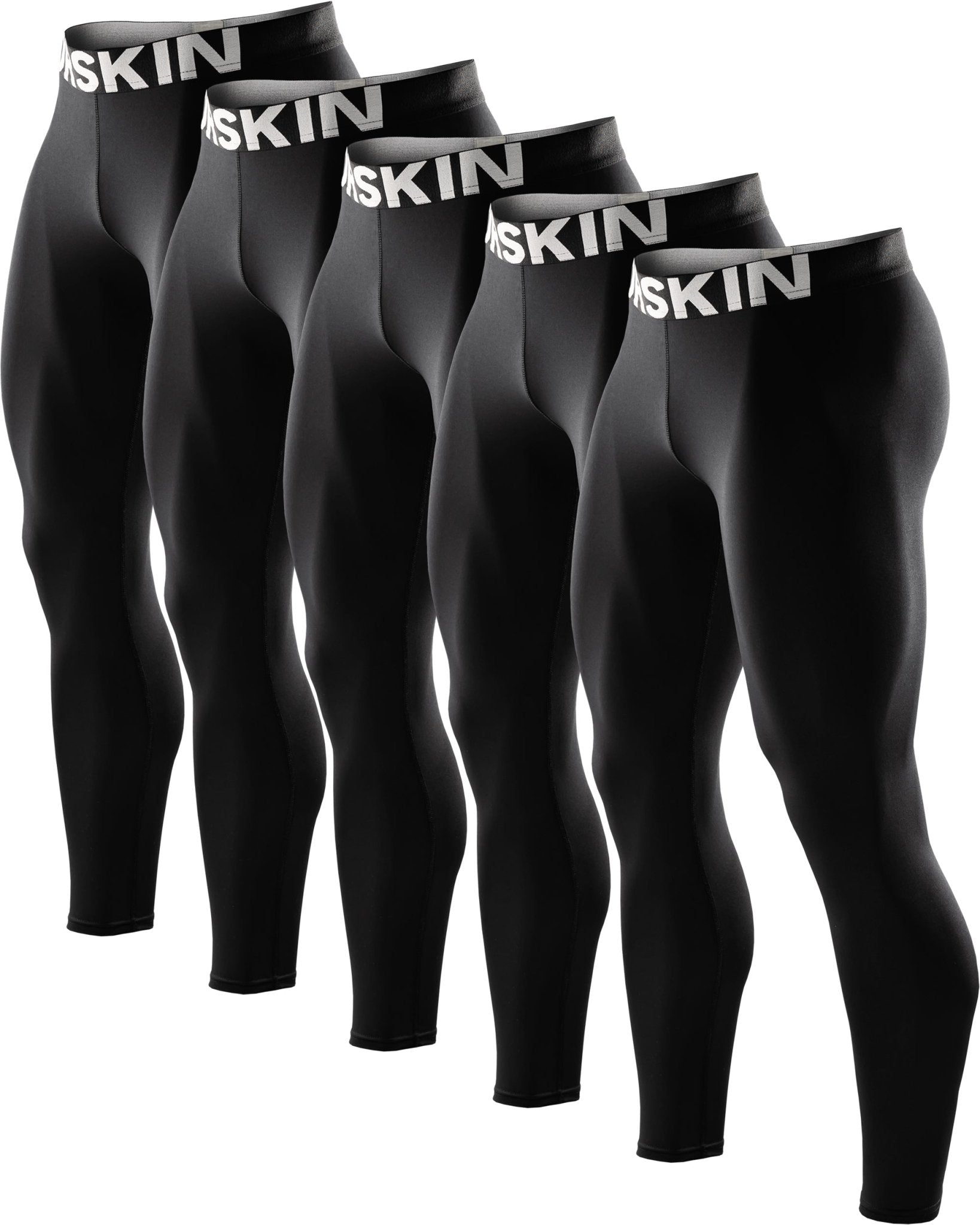 Powergear Dry Fit Standard Compression Pants 5Pack(All Black) - DRSKINSPORTS